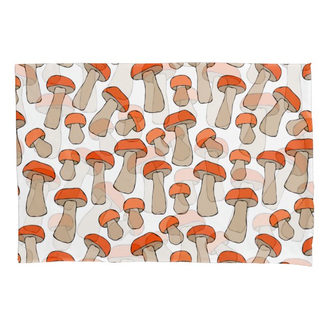 Red Orange Aspen Mushrooms Pattern Pillow Case (Front)