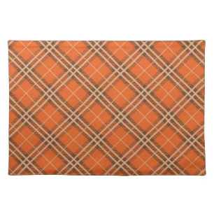 RED ORANGE BLACK FALL PLAID PATTERN CLOTH PLACEMAT
