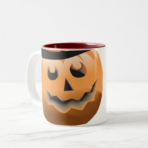red orange black pumpkin witch halloween Two_Tone coffee mug