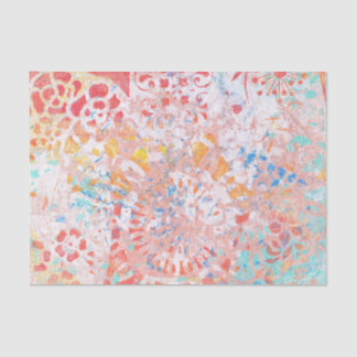 Red Orange Blue Abstract Floral Tissue Paper
