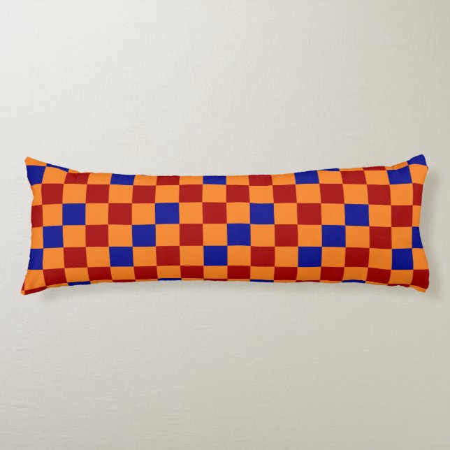 Red Orange Blue Checkered Pattern Design  Body Pillow (Front)
