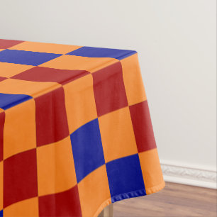 Red Orange Blue Checkered Pattern Design Tablecloth