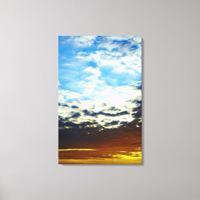 Red Orange Blue Sunset with Clouds Canvas Print (Front)