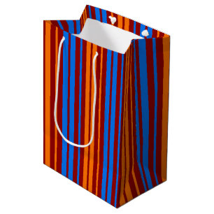 Red Orange Blue Vertical Stripes Design Medium Gift Bag