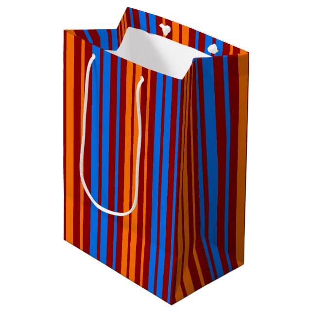 Red Orange Blue Vertical Stripes Design   Medium Gift Bag (Front Angled)