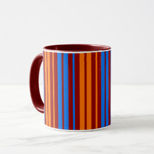 Red Orange Blue Vertical Stripes Design Mug