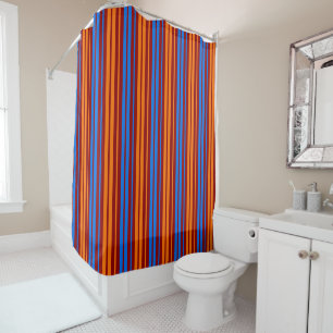 Red Orange Blue Vertical Stripes Design   Shower Curtain