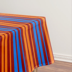 Red Orange Blue Vertical Stripes Design Tablecloth