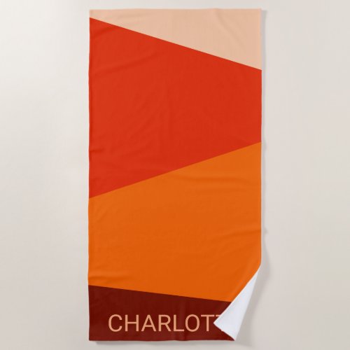 Red Orange Bold Geometric Color Block Personalized Beach Towel