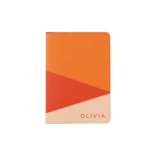 Red Orange Bold Geometric Color Block Personalized Passport Holder