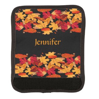 Red Orange Brown Autumn Leaves Luggage Handle Wrap
