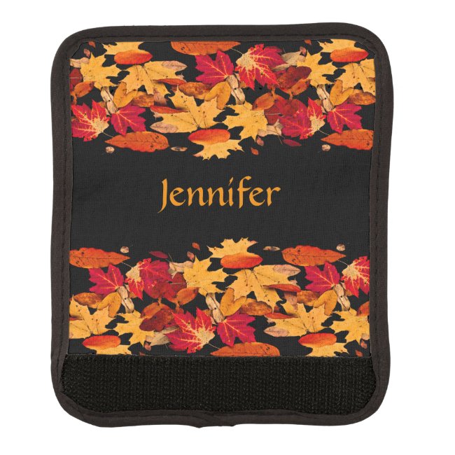 Red Orange Brown Autumn Leaves Luggage Handle Wrap