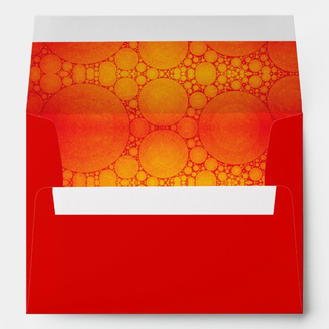 Red Orange Bubble Pattern Modern Holiday Colorful Envelope (Back (Bottom))
