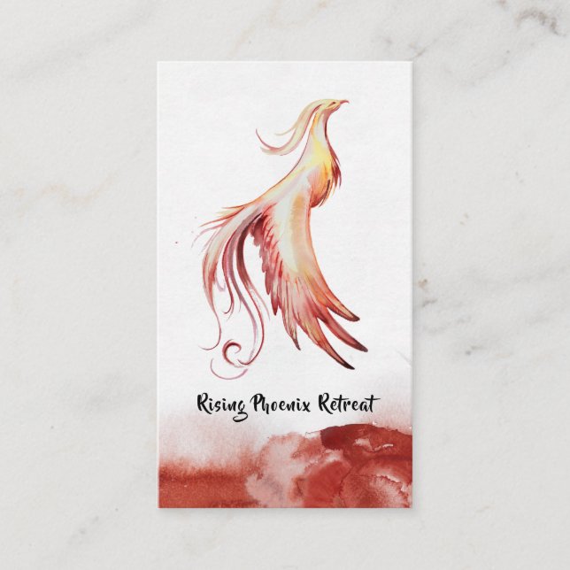 *~* Red Orange Burgundy Feathers Phoenix Flames Business Card (Front)
