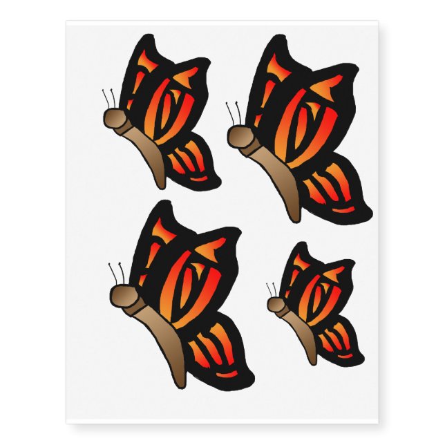 Red/Orange butterfly temporary tattoos (Front)