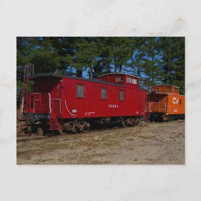 Red & Orange Caboose Postcard (Front)