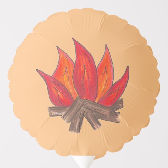 Red Orange Camping Campfire Fire Summer Camp Balloon (Front)