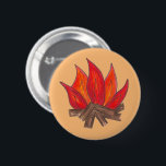 Red Orange Camping Campfire Fire Summer Camp Button<br><div class="desc">Design features an original marker illustration of a red and orange campfire, with flames arising from brown logs. Great for a camping or outdoor enthusiast, or a LET'S GET LIT themed bachelor or 21st birthday party. This camp fire design is also available on other products. Don't see what you're looking...</div>