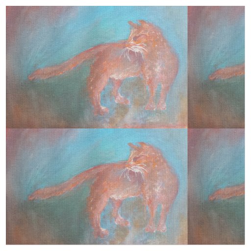red orange cat on blue fabric