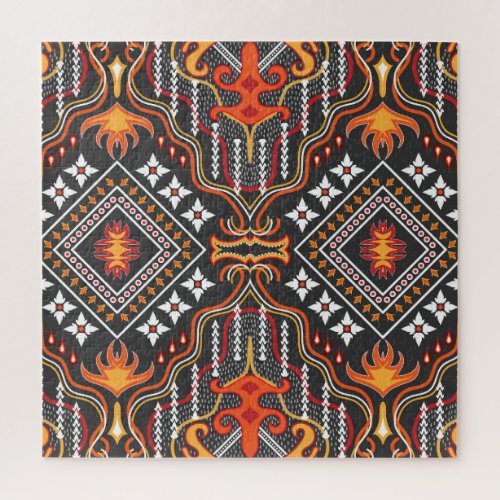 Red_Orange Central Asian Traditional Motifs Jigsaw Puzzle