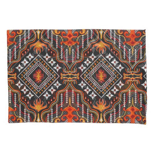 Red_Orange Central Asian Traditional Motifs Pillow Case