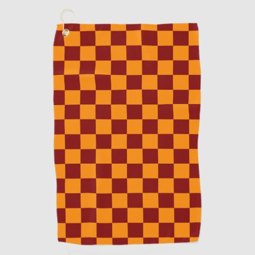Red  Orange Check Checkered Checkerboard Pattern Golf Towel