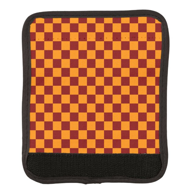 Red + Orange Check Checkered Checkerboard Pattern Luggage Handle Wrap (Front)
