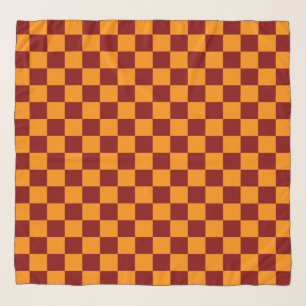 Red + Orange Check Checkered Checkerboard Pattern Scarf