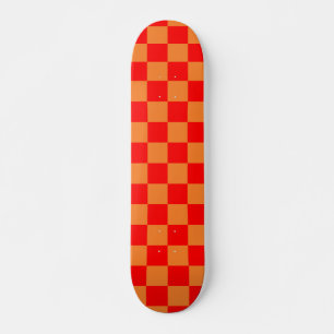 Red Orange Check Checkered Pattern Skateboard