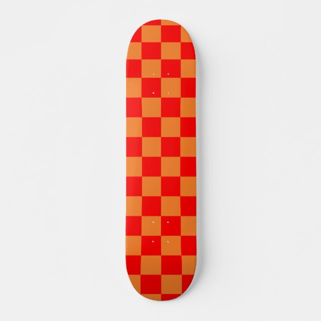 Red Orange Check Checkered Pattern  Skateboard (Front)