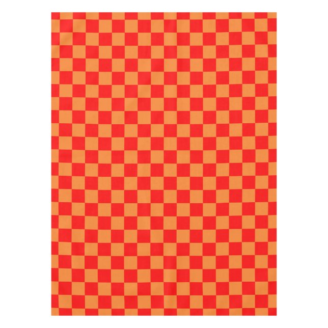Red Orange Check Checkered Pattern  Tablecloth (Front)