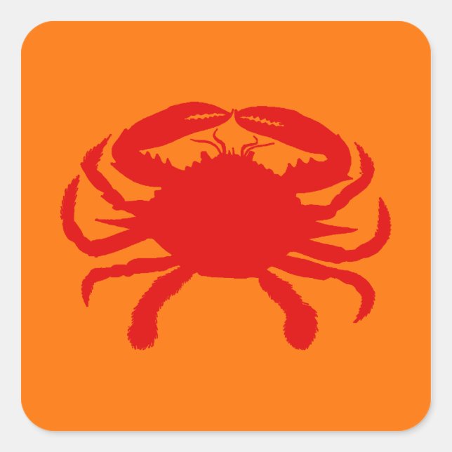 Red Orange Crab Square Sticker (Front)