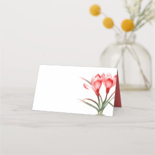 Red orange crocus watercolor art guest place cards