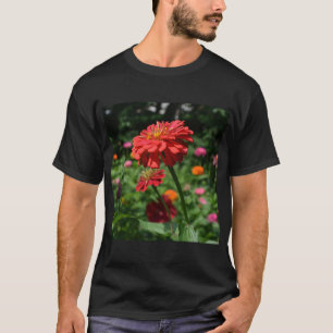 red orange daisy floral, red flower garden T-Shirt