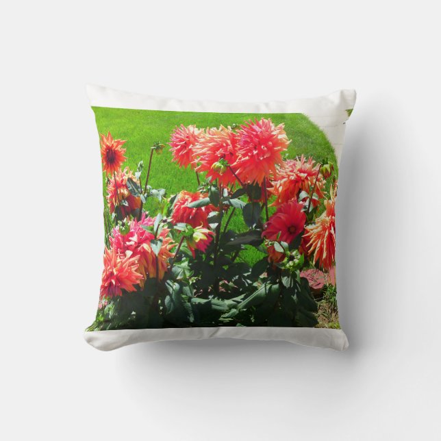 Red Orange Dhalia Pillow (Front)