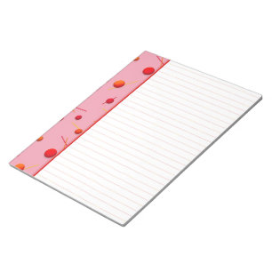Red Orange Dots and Lines PInk Border Notepad