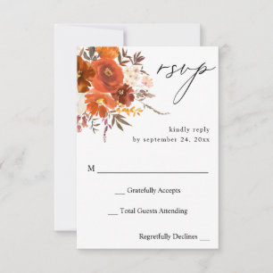 Red & Orange Fall Floral no Meal RSVP
