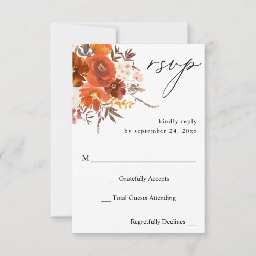 Red  Orange Fall Floral no Meal RSVP