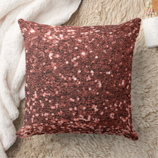 Red Orange Faux Sequin Glitter Throw Pillow