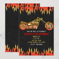 Red & Orange Fire Flames Motorcycle Bike Birthday