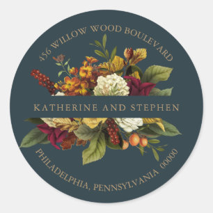 Red Orange Floral Bouquet Return Address Seal
