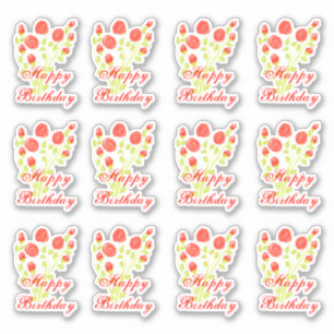 Red Orange Floral Sticky Sticker