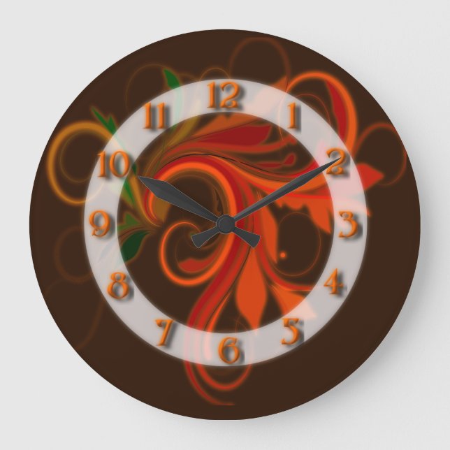 Red/ Orange Flourish Large Clock (Front)