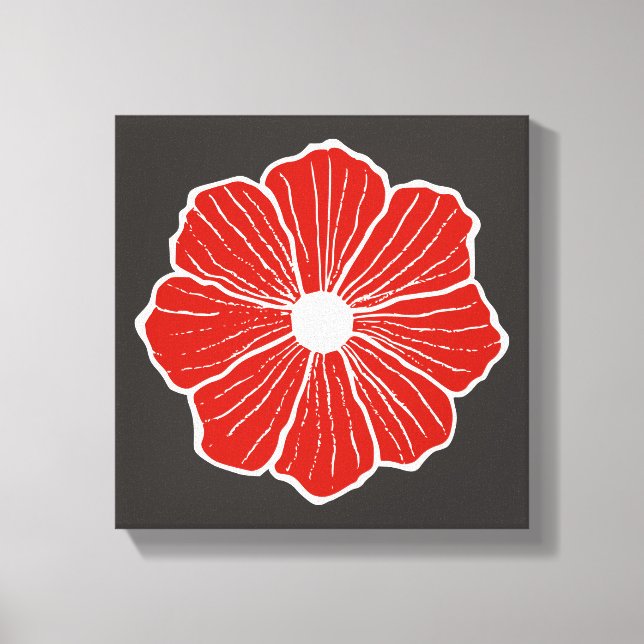 Red Orange Flower Art Canvas (Front)