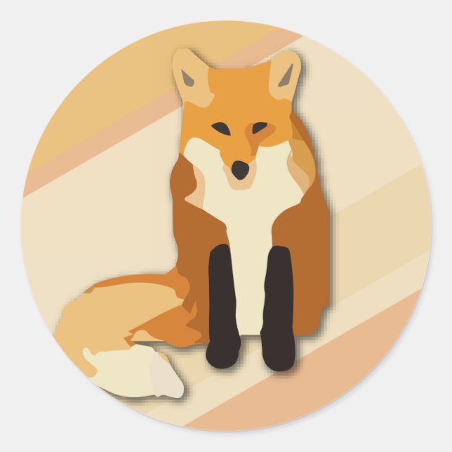 Red Orange Fox Classic Round Sticker (Front)