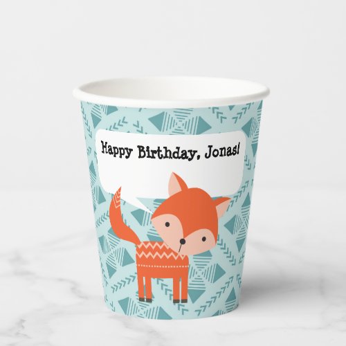 Red Orange Fox Personalized Paper Party Cup