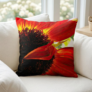 Red Orange Gerbera Daisy Photo Modern Bold Stylish Throw Pillow