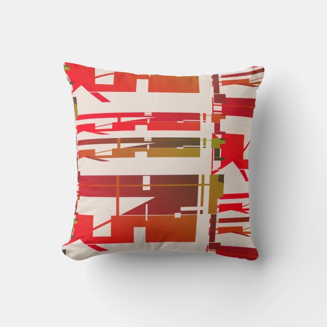 Red Orange Gold Brown Uneven Southwest Look Mosaic Throw Pillow (Front)