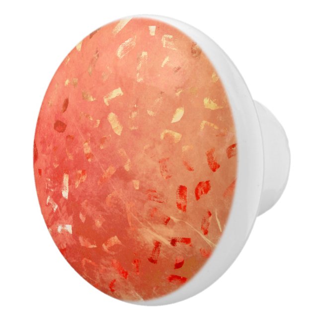 Red Orange Gold Glitter  Ceramic Knob (Right)