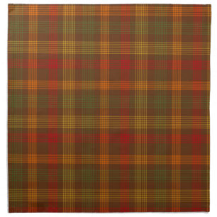 RED ORANGE GOLD & GREEN FALL PLAID PATTERN CLOTH NAPKIN
